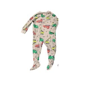 Simple Joys by Carters 18M Gray Construction Vehicle Footed Pajama